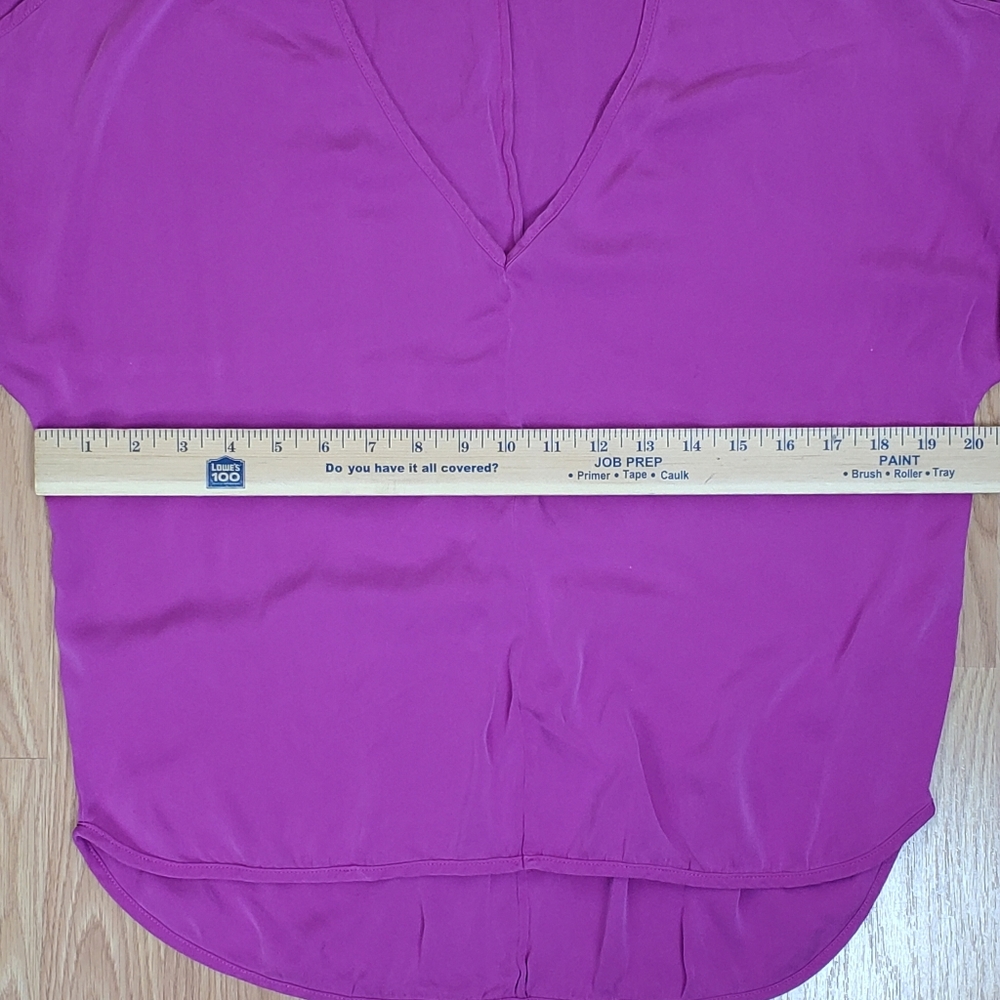 Milly size 10 silk blend  v neck short dolman sleeve top blouse magenta fuchsia - Picture 9 of 12